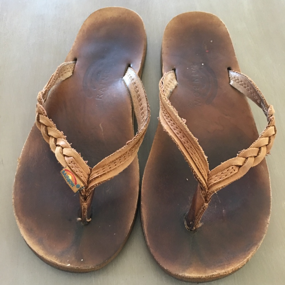 Rainbow flip flops